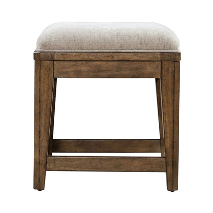 Carolina Park Upholstered Console Stool 19" Height - Amber Brown Oak Wood