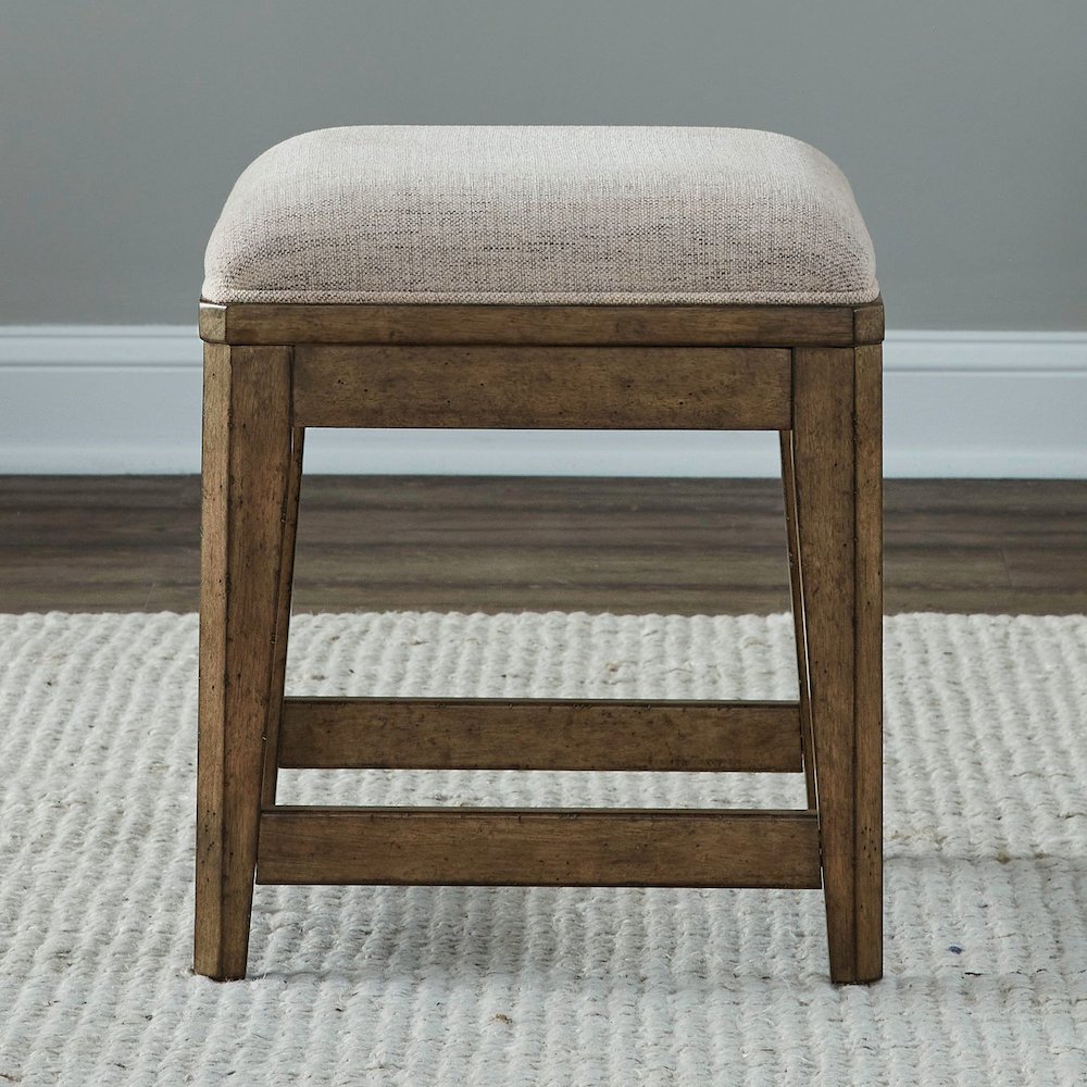 3 Piece Set for Living Room - Console Table, 2 Stools - Amber Brown Oak