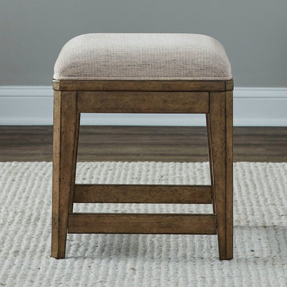 3 Piece Set for Living Room - Console Table, 2 Stools - Amber Brown Oak
