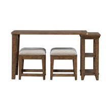 3 Piece Set for Living Room - Console Table, 2 Stools - Amber Brown Oak