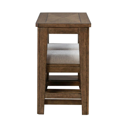 3 Piece Set for Living Room - Console Table, 2 Stools - Amber Brown Oak