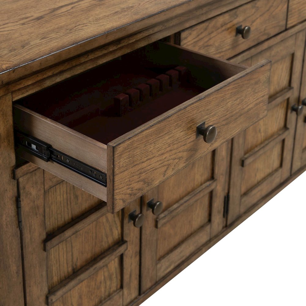 Carolina Park Server Cabinet for Dining Room Storage - Amber Brown