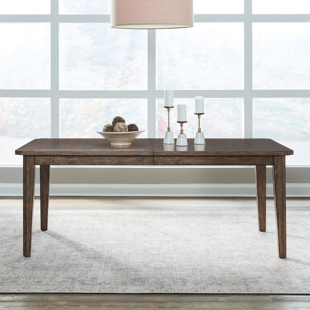 Carolina Park Rectangular Leg Table - Removeable Leaf - Amber Brown
