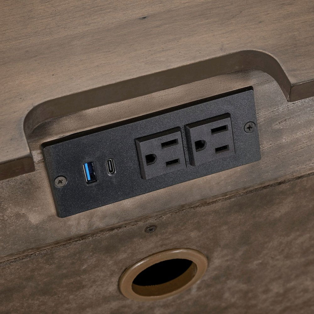Shaker Lakes Nightstand with AC USB Charging Station - Harvest Brown