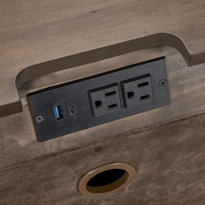 Shaker Lakes Nightstand with AC USB Charging Station - Harvest Brown