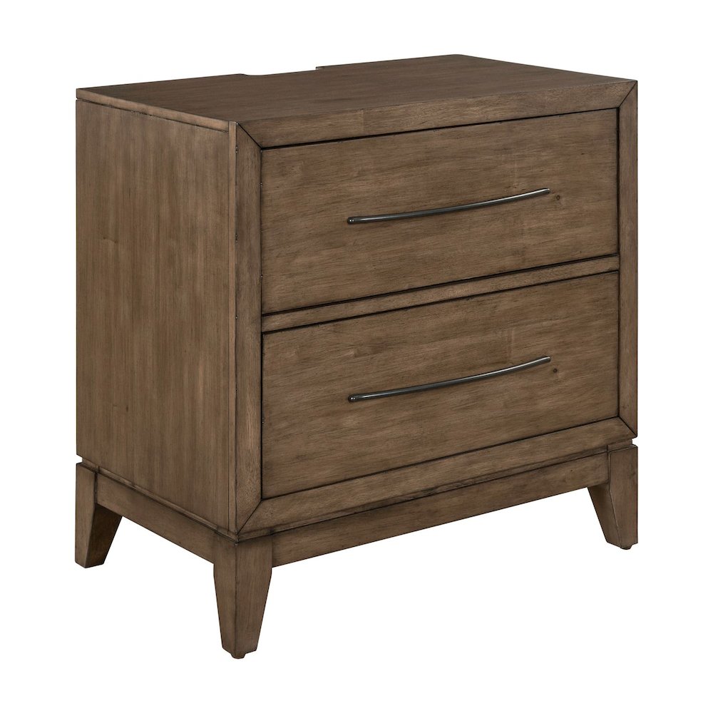 Shaker Lakes Nightstand with AC USB Charging Station - Harvest Brown