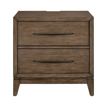 Shaker Lakes Nightstand with AC USB Charging Station - Harvest Brown