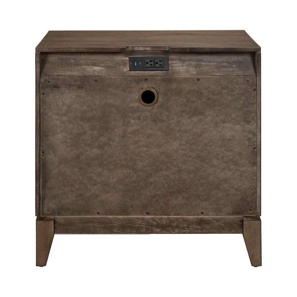Shaker Lakes Nightstand with AC USB Charging Station - Harvest Brown