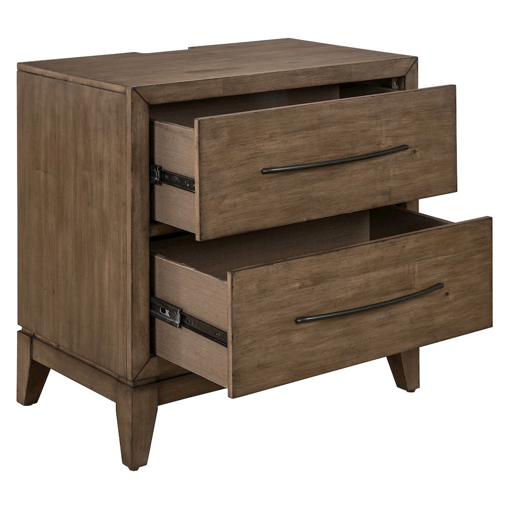 Shaker Lakes Nightstand with AC USB Charging Station - Harvest Brown