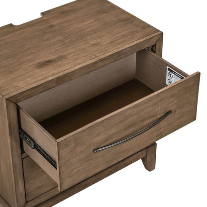 Shaker Lakes Nightstand with AC USB Charging Station - Harvest Brown
