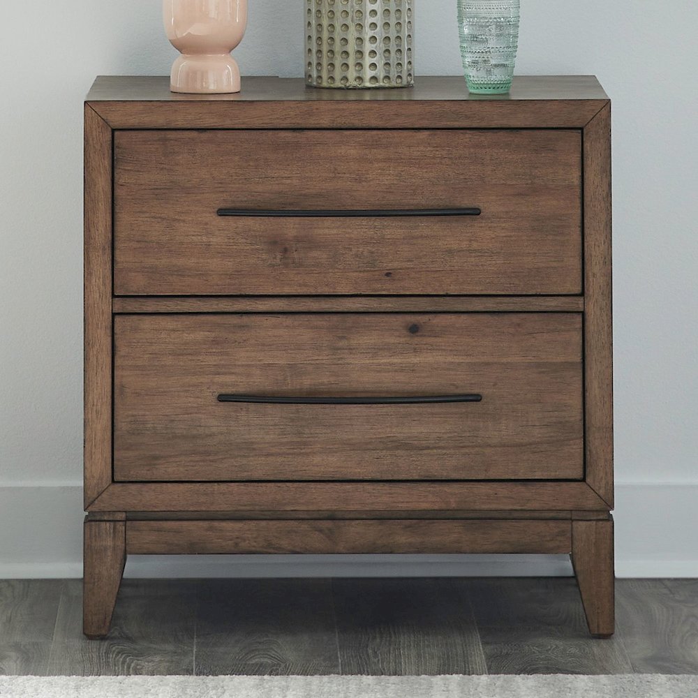 Shaker Lakes Nightstand with AC USB Charging Station - Harvest Brown
