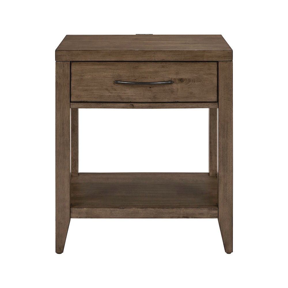 Shaker Lakes Open Nightstand with AC USB Charging Station - Harvest Brown