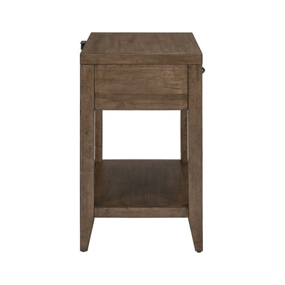 Shaker Lakes Open Nightstand with AC USB Charging Station - Harvest Brown
