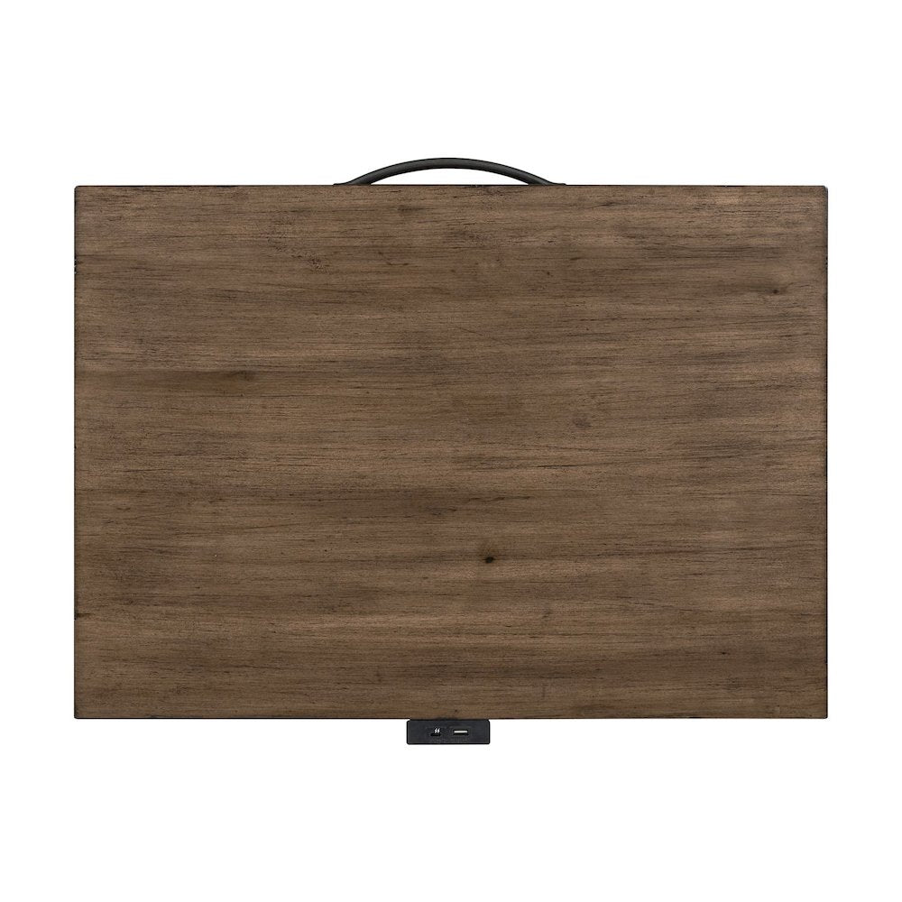 Shaker Lakes Open Nightstand with AC USB Charging Station - Harvest Brown
