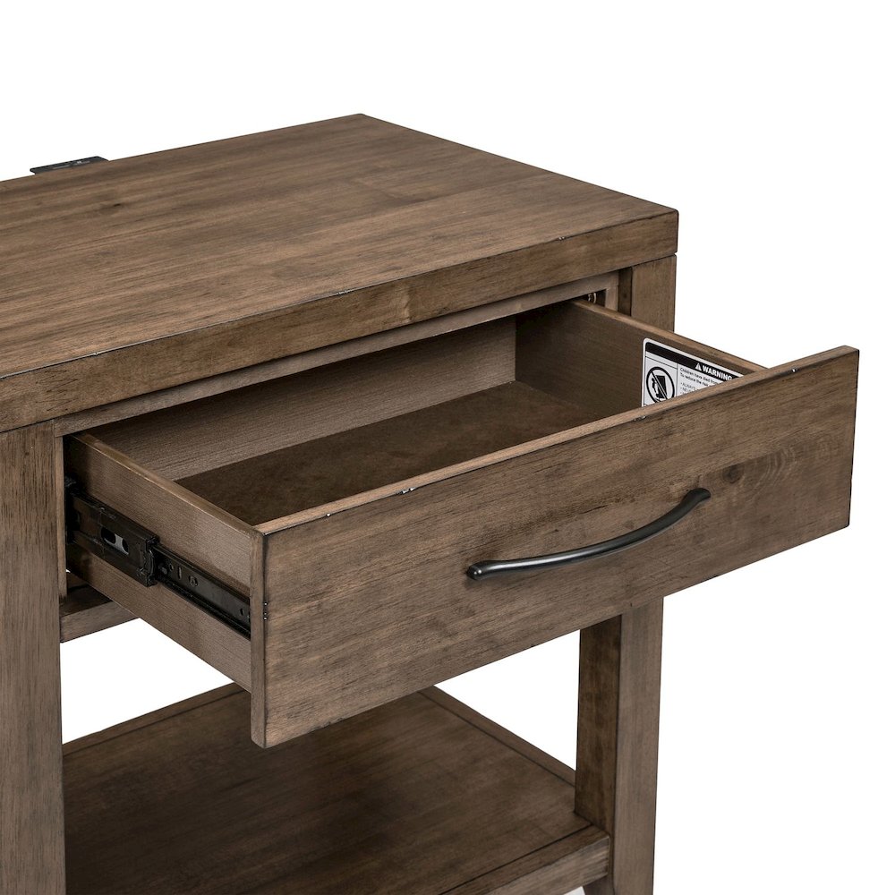 Shaker Lakes Open Nightstand with AC USB Charging Station - Harvest Brown