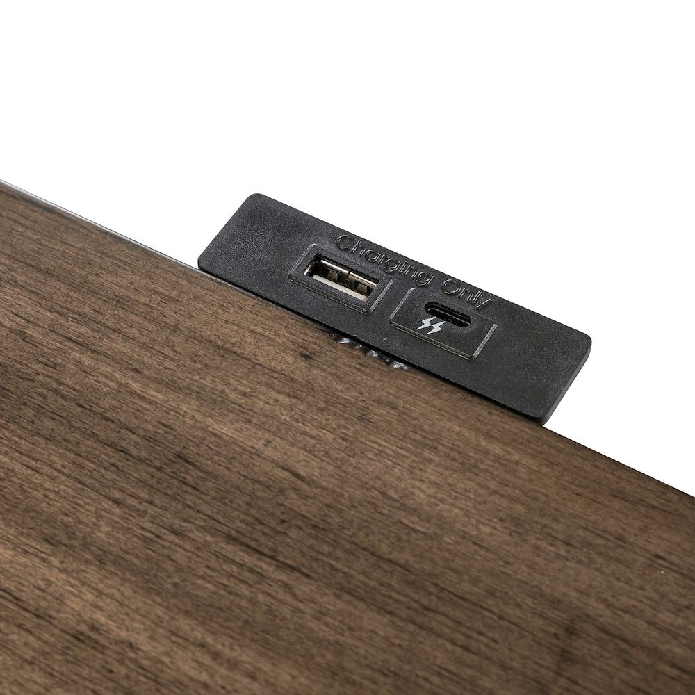 Shaker Lakes Open Nightstand with AC USB Charging Station - Harvest Brown