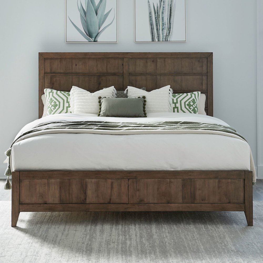 Shaker Lakes California King Panel Bed Frame - Harvest Brown