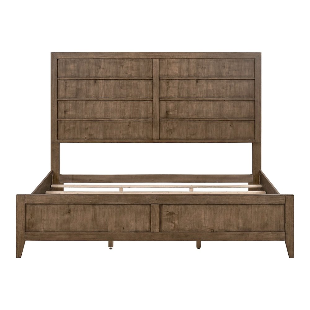 Shaker Lakes Queen Panel Bed Frame - Harvest Brown