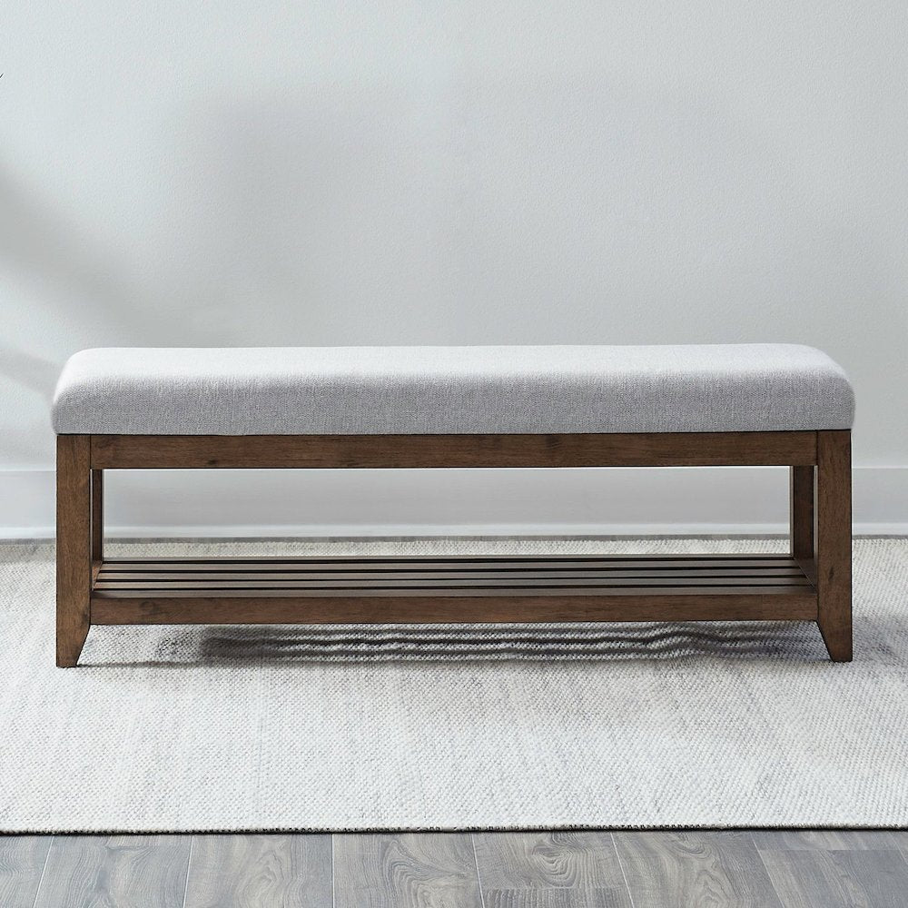 Shaker Lakes Upholstered Dining Bench - Table Height - Harvest Brown