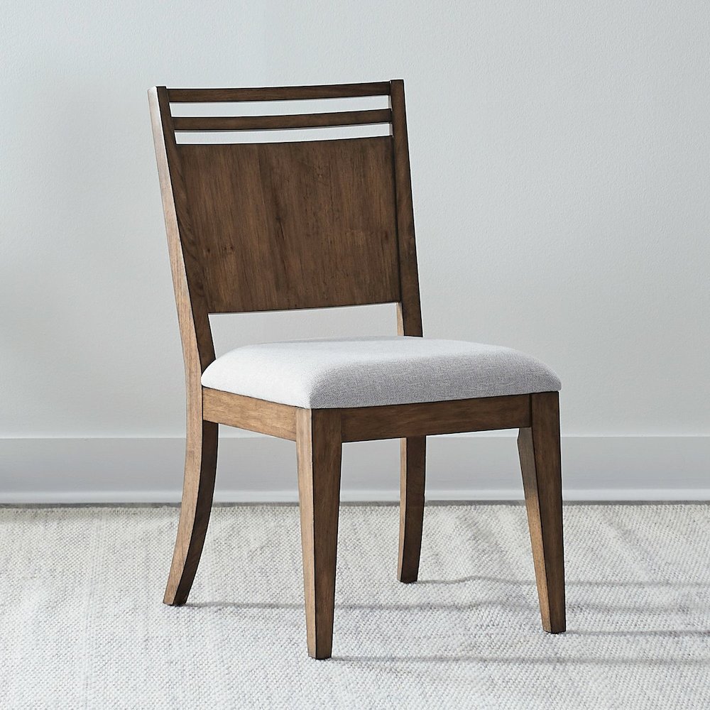 Shaker Lakes Panel Back Side Chair with Upholstered Seat - Harvest Brown