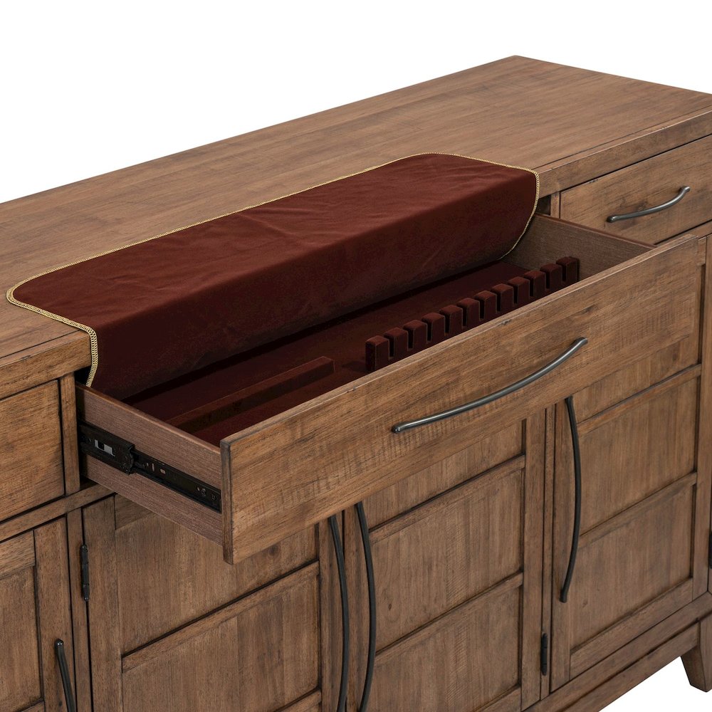 Shaker Lakes Buffet Cabinet - Removable Felt Silerware Drawer, Adjustable