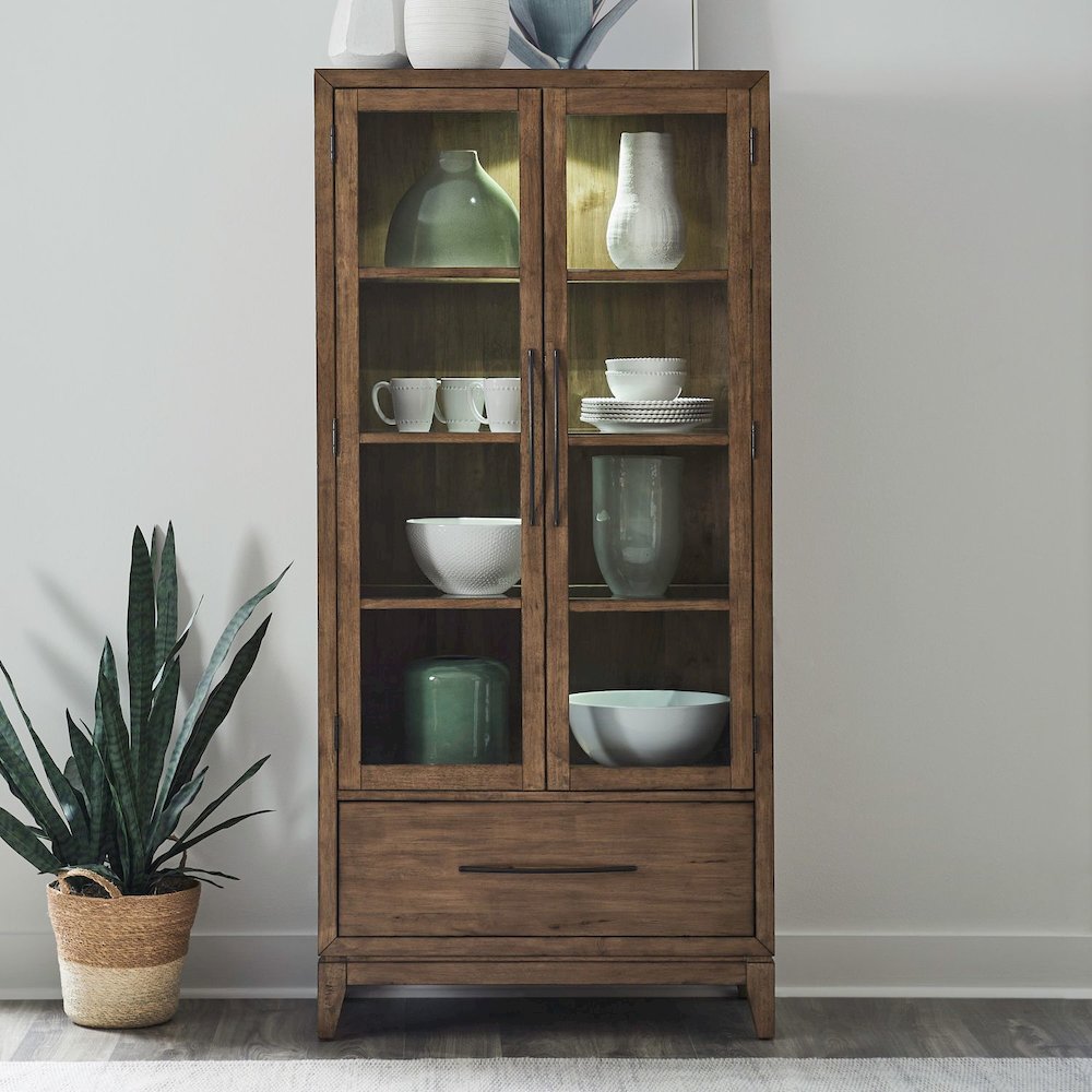 Shaker Lakes Bunching Display Cabinet - Touch LED Light, Adjustable Glass