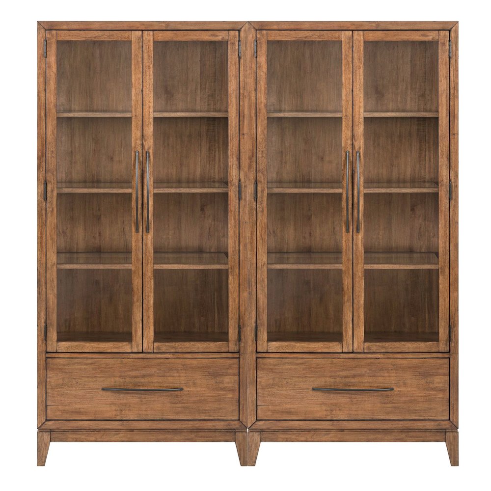 Shaker Lakes 2 Piece Bunching Cabinet Set - Touch LED Light, Adjustable Glass