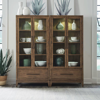 Shaker Lakes 2 Piece Bunching Cabinet Set - Touch LED Light, Adjustable Glass