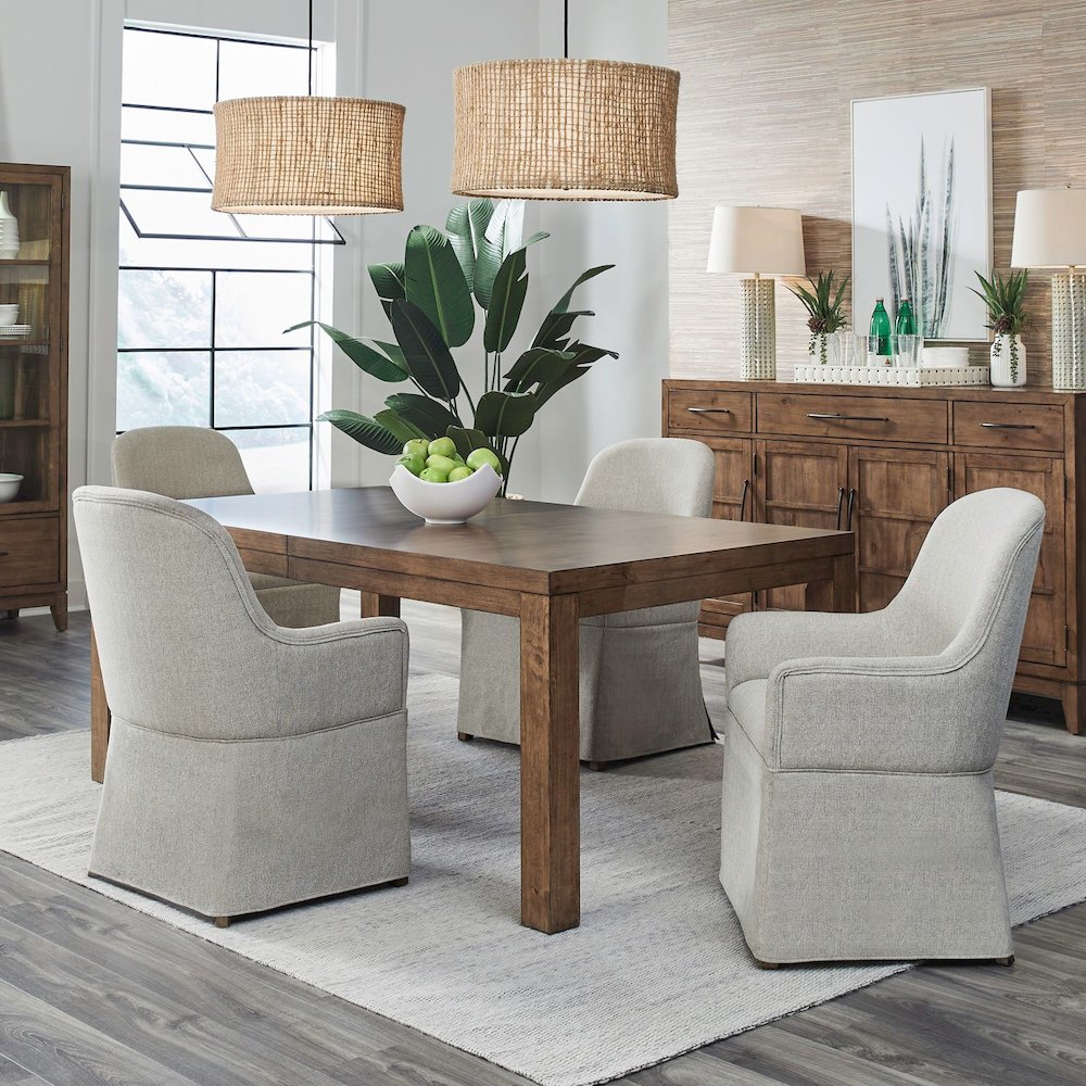 Shaker Lakes 5 Piece Rectangular Table Set - 4 Upholstered Arm Chairs, 18"