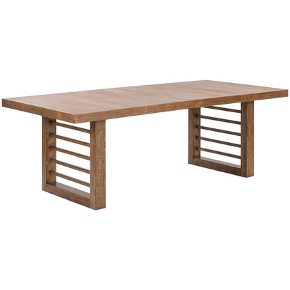 Shaker Lakes Double Pedestal Table with 18" Self Storing Leaf - Harvest Brown