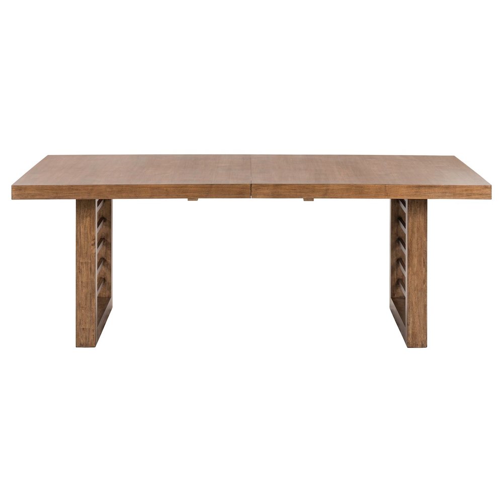 Shaker Lakes Double Pedestal Table with 18" Self Storing Leaf - Harvest Brown