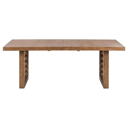 Shaker Lakes Double Pedestal Table with 18" Self Storing Leaf - Harvest Brown