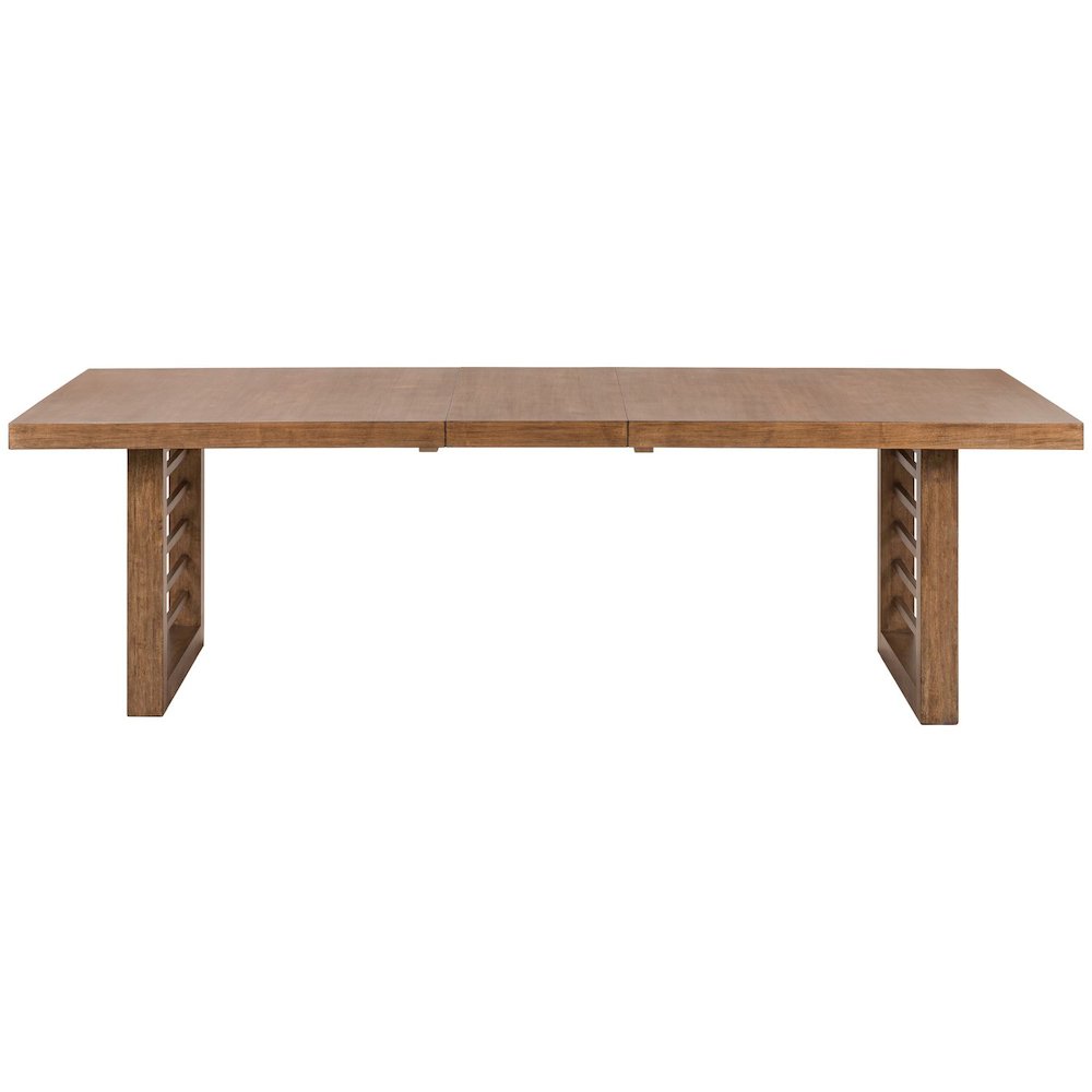 Shaker Lakes Double Pedestal Table with 18" Self Storing Leaf - Harvest Brown