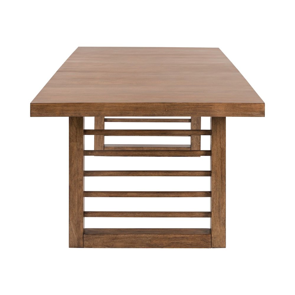 Shaker Lakes Double Pedestal Table with 18" Self Storing Leaf - Harvest Brown