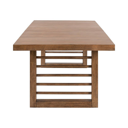 Shaker Lakes Double Pedestal Table with 18" Self Storing Leaf - Harvest Brown