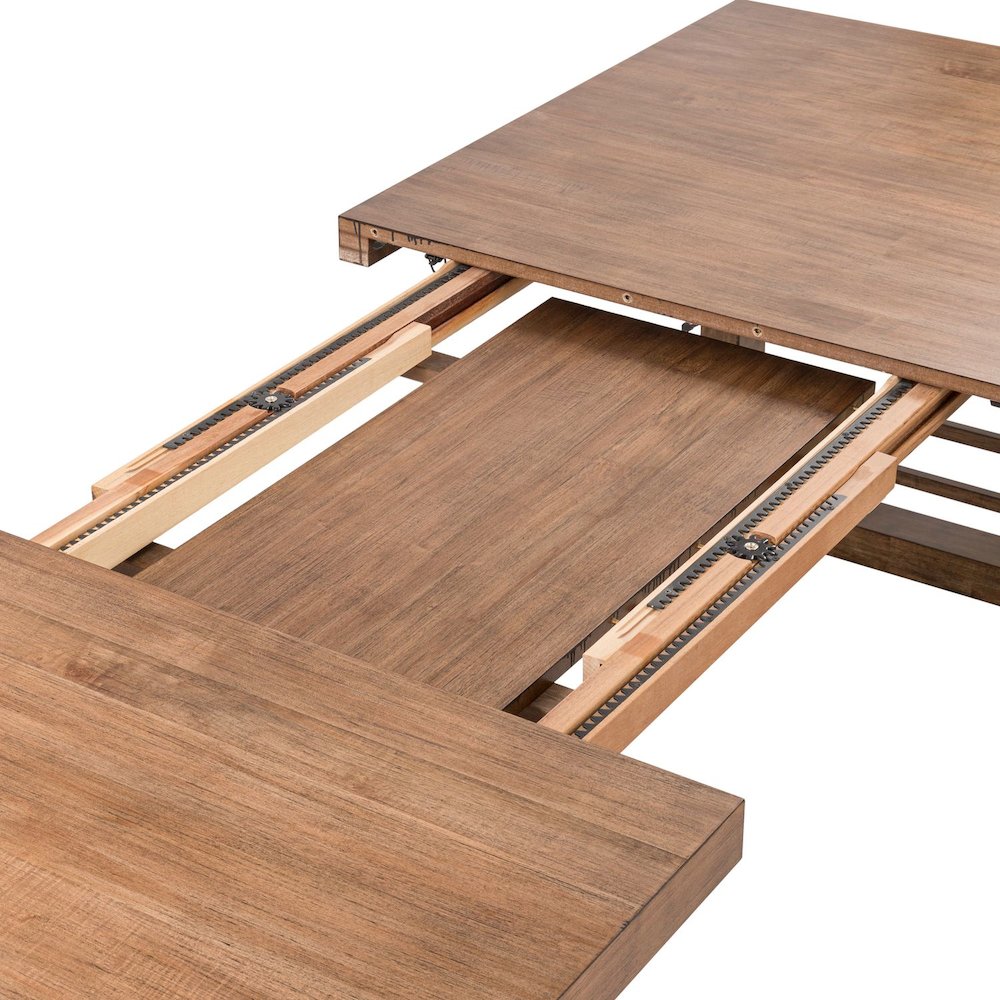 Shaker Lakes Double Pedestal Table with 18" Self Storing Leaf - Harvest Brown