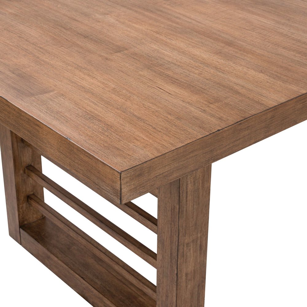 Shaker Lakes Double Pedestal Table with 18" Self Storing Leaf - Harvest Brown