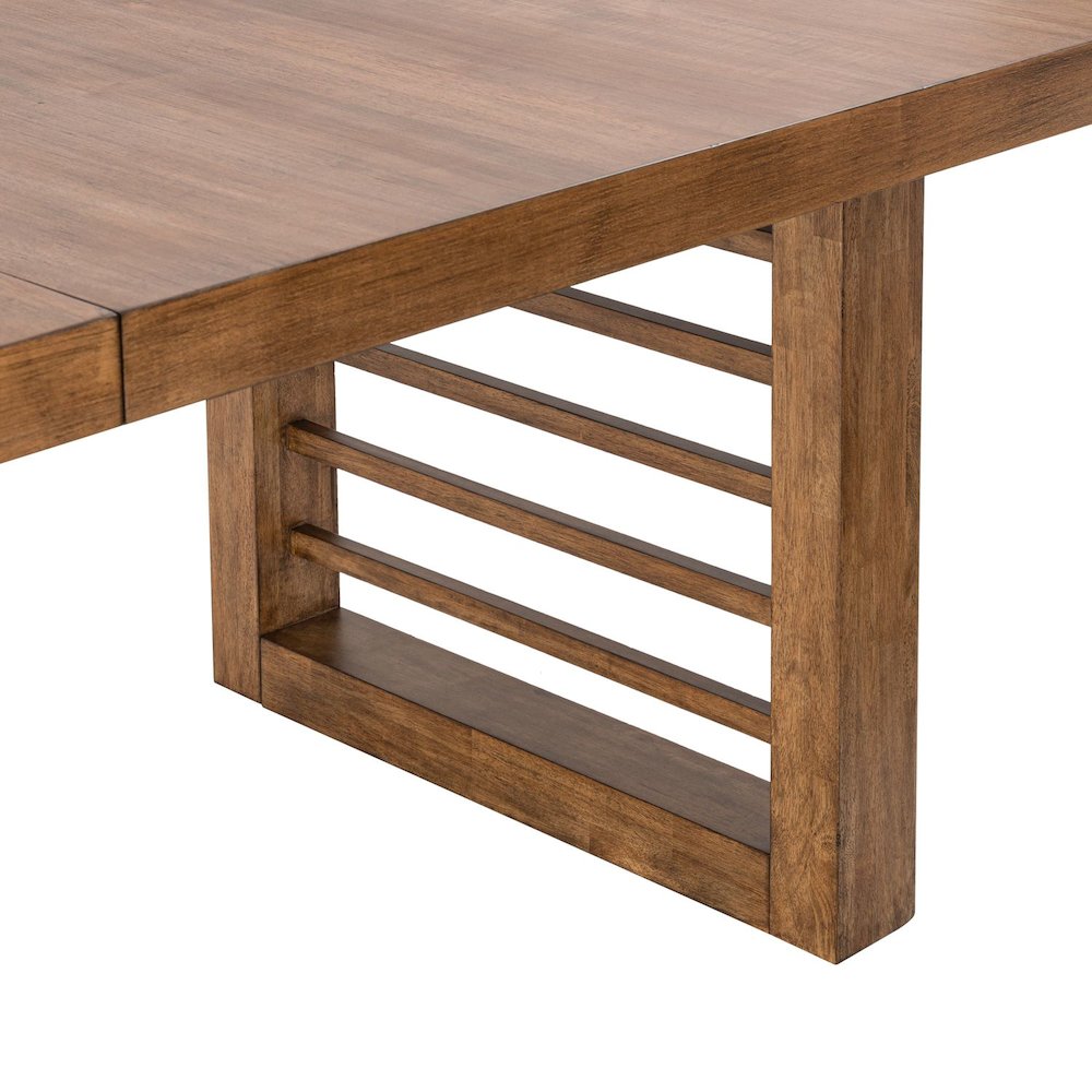 Shaker Lakes Double Pedestal Table with 18" Self Storing Leaf - Harvest Brown