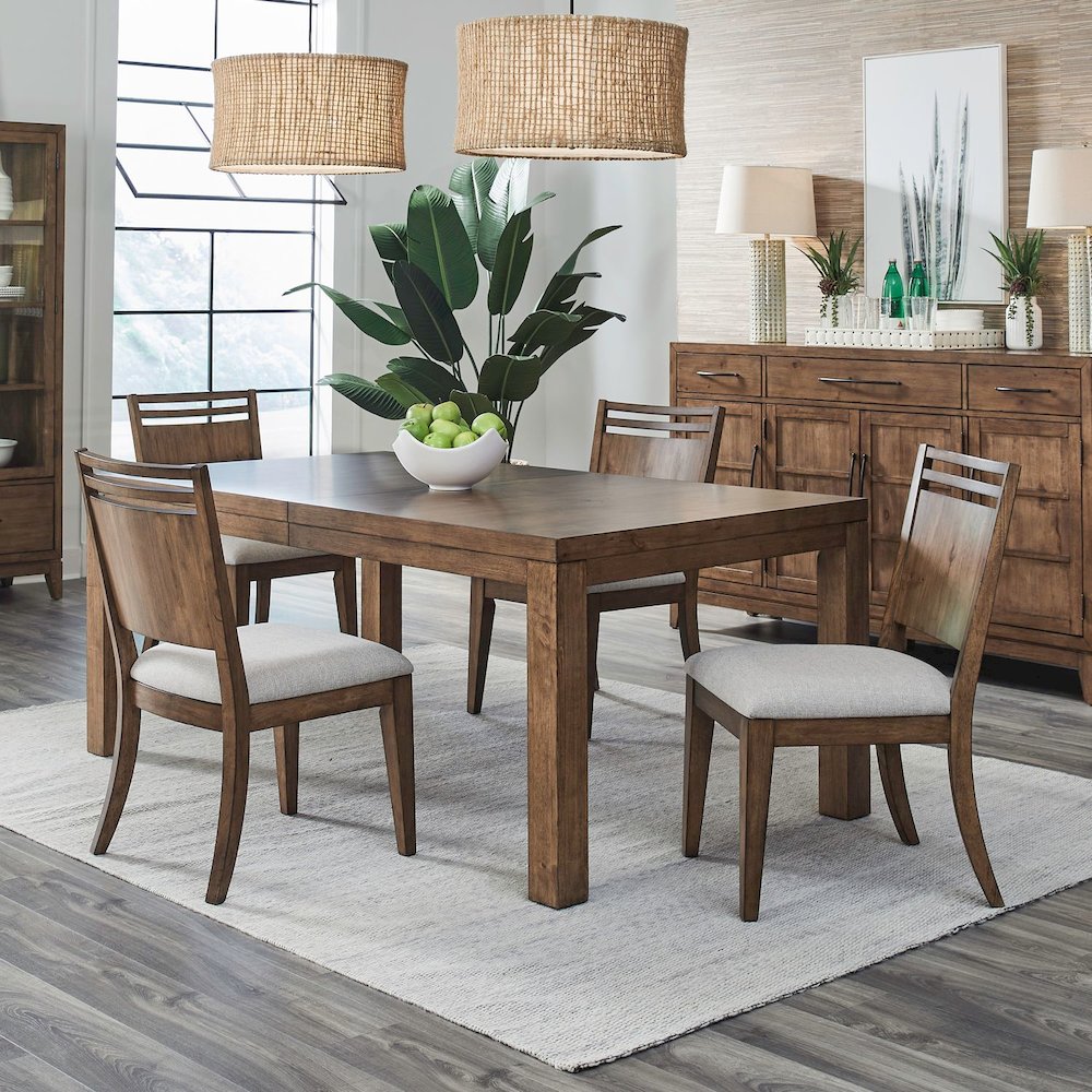 Shaker Lakes Opt 5 Piece Rectangular Table Set - 4 Panel Chairs, 18" Table Leaf