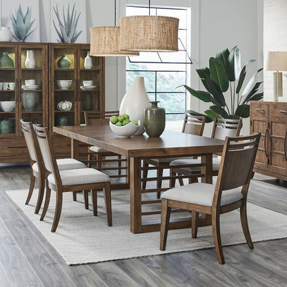 Shaker Lakes Opt 7 Piece Double Pedestal Table Set - 6 Panel Chairs, 18" Table