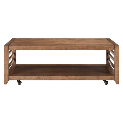 Shaker Lakes Cocktail Table with Casters - Harvest Brown Maple Wood