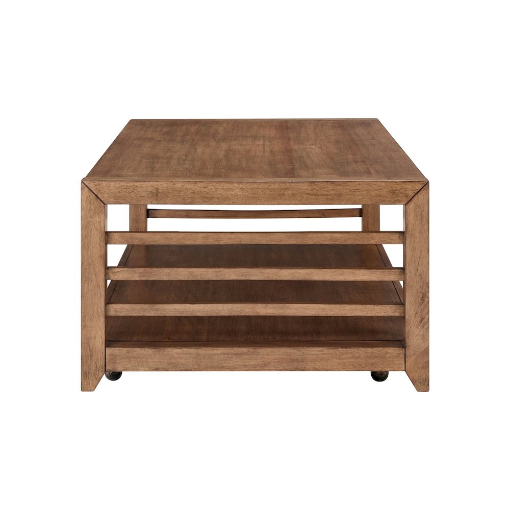 Shaker Lakes Cocktail Table with Casters - Harvest Brown Maple Wood