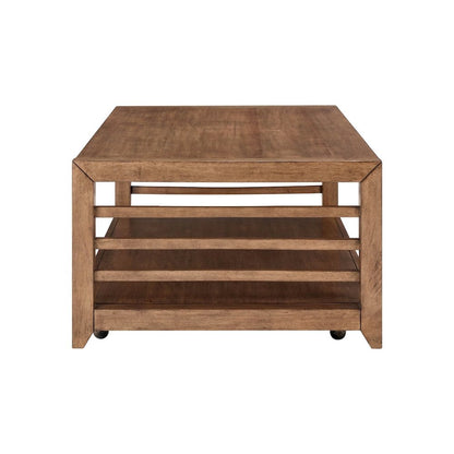 Shaker Lakes Cocktail Table with Casters - Harvest Brown Maple Wood