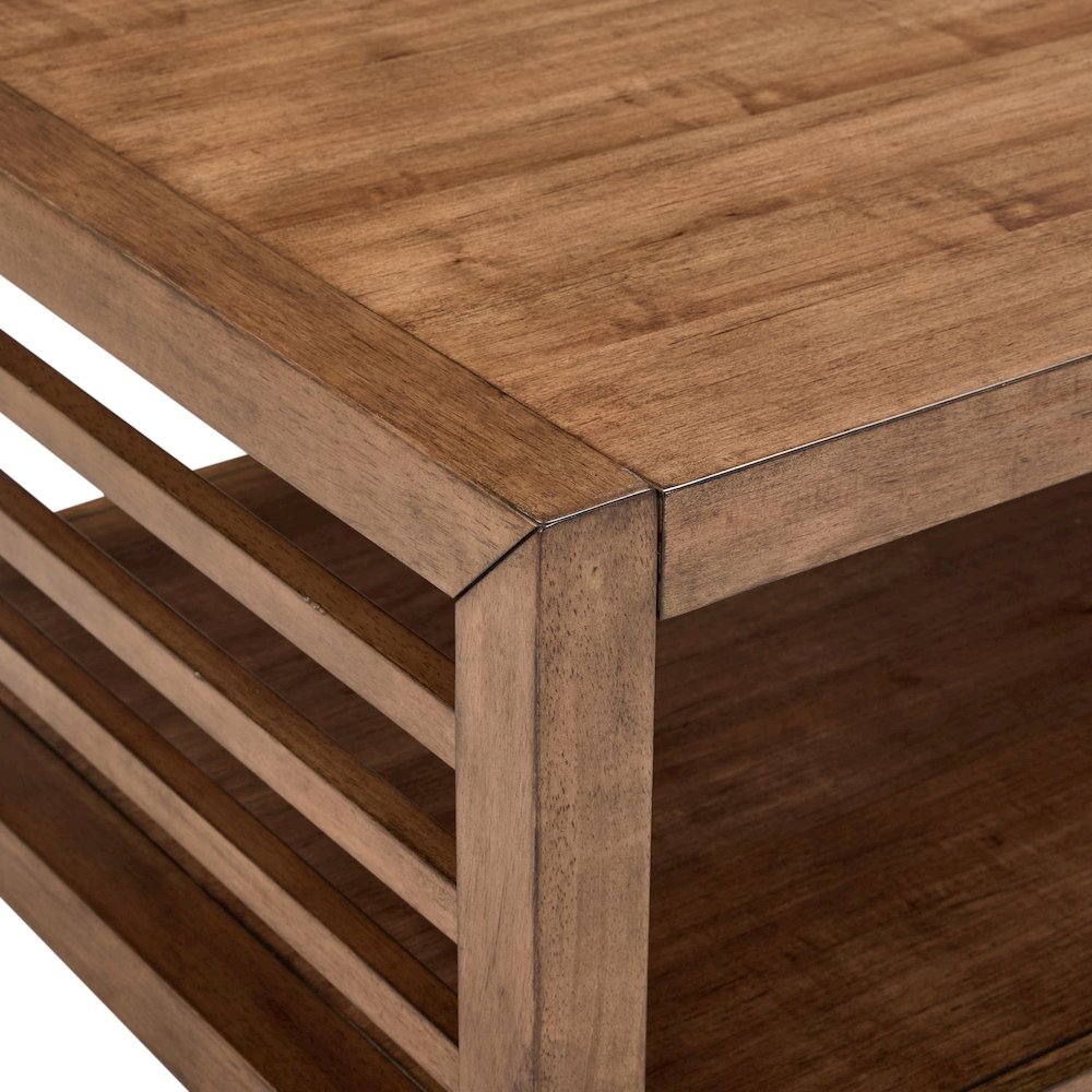 Shaker Lakes Cocktail Table with Casters - Harvest Brown Maple Wood