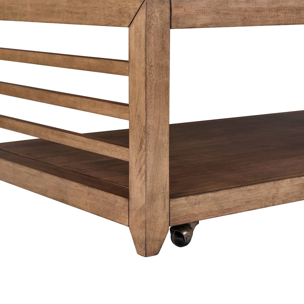 Shaker Lakes Cocktail Table with Casters - Harvest Brown Maple Wood