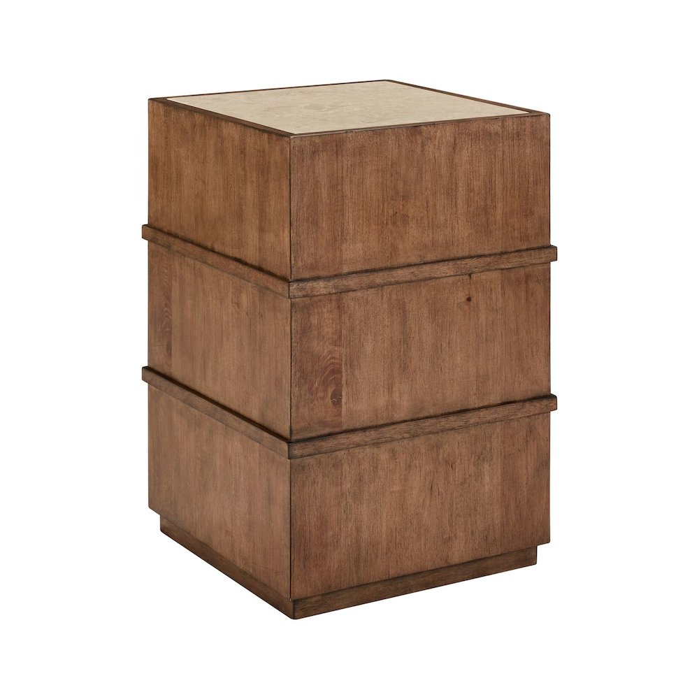 Shaker Lakes Chairside Table, Granite Top Insert - Harvest Brown Maple Wood