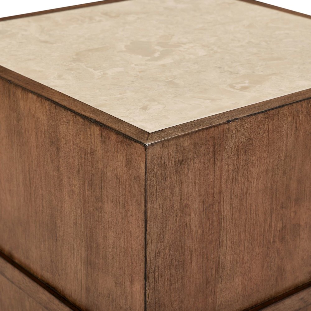 Shaker Lakes Chairside Table, Granite Top Insert - Harvest Brown Maple Wood