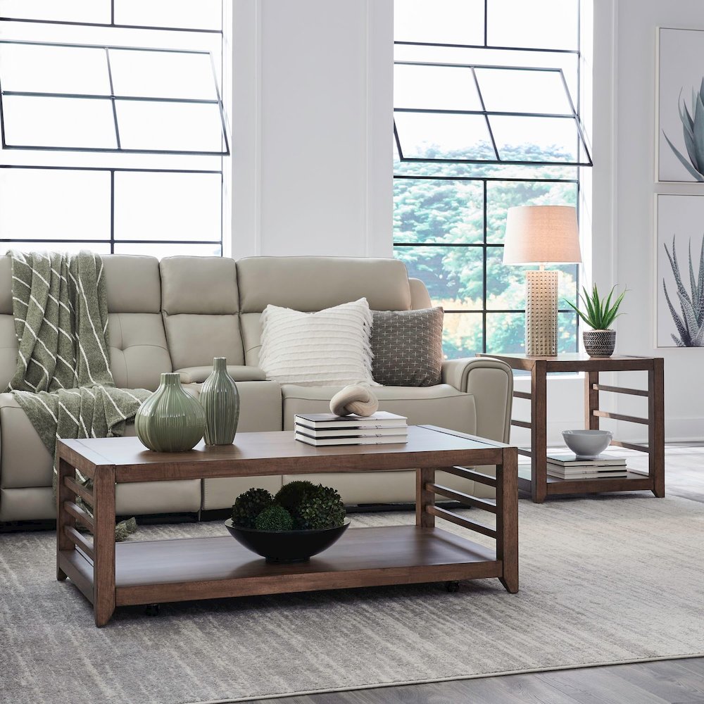 Shaker Lakes 3 Piece Table Set - Cocktail, 2 End Tables, Harvest Brown Maple