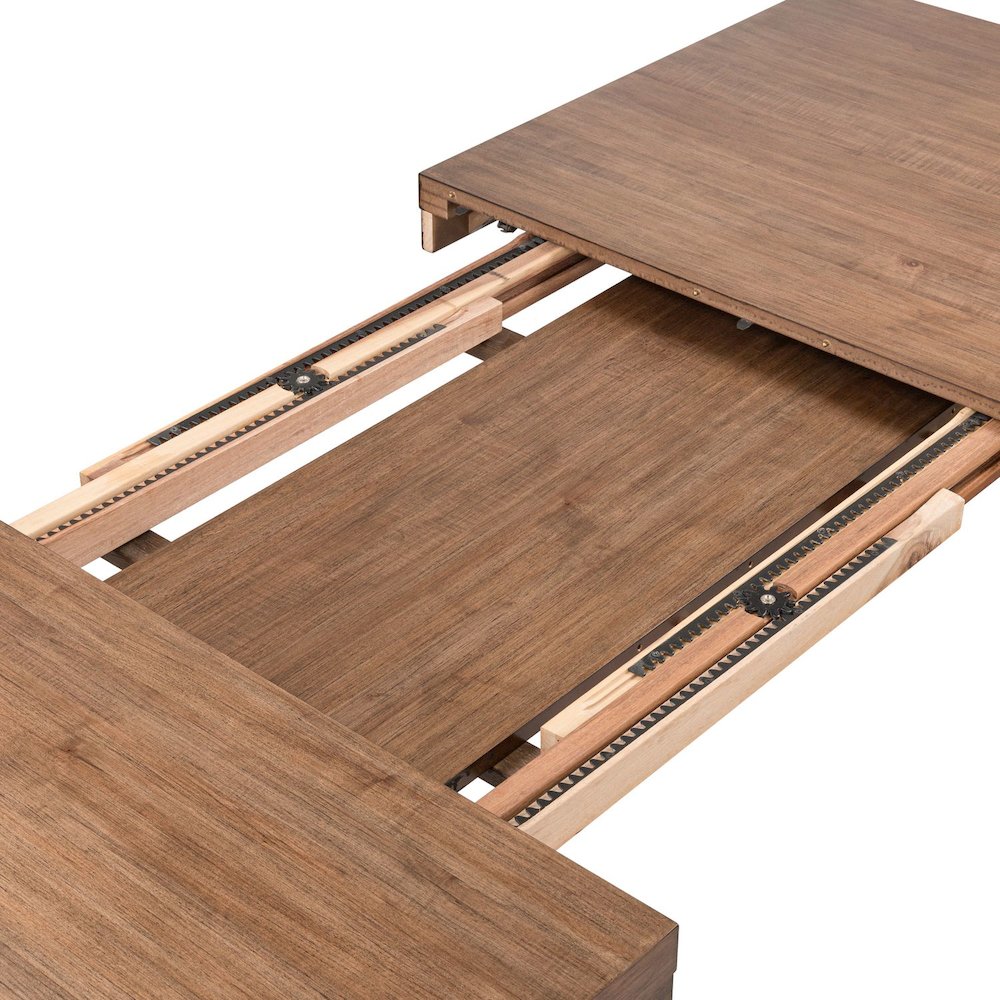 Shaker Lakes Rectangular Leg Table with 18" Self Storing Leaf - Harvest Brown