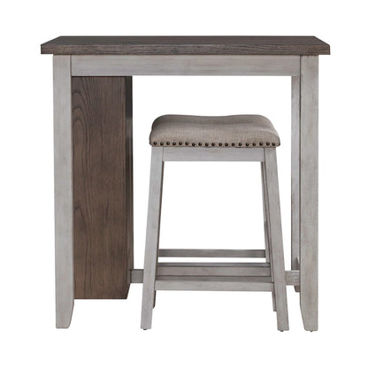 Brook Creek 3 Piece Counter Set - Two Tone - White w/ Wood Tone Tops